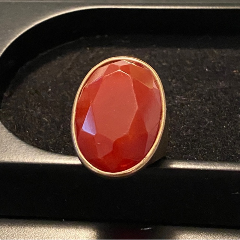 Elegant Carnelean Red  Oval Statement Ring